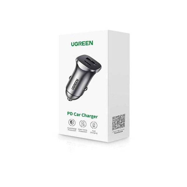 Ugreen Biloplader PD 30W m. USB-C & USB-A - Grå on Sale