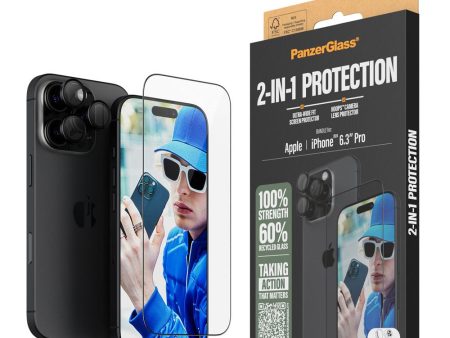 iPhone 16 Pro PanzerGlass 2-i-1 Bundle m. EasyAligner - Skærmbeskyttelse (UWF)   Kamerabeskyttelse - Gennemsigtig   Sort Sale