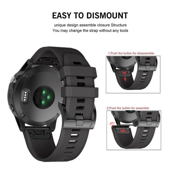 Universal Garmin 26mm QuickFit Rem Tech-Protect Smooth Silikone Rem - Sort Hot on Sale