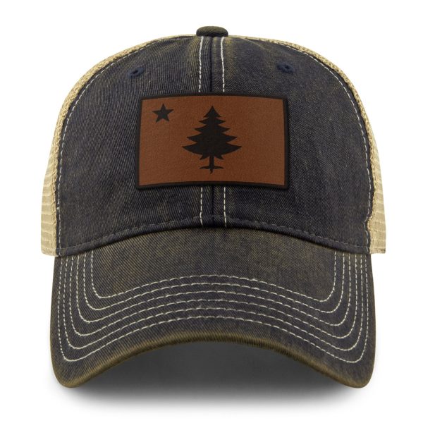 Vintage Maine Flag Leather Patch Dirty Water Trucker Online