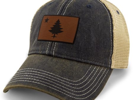 Vintage Maine Flag Leather Patch Dirty Water Trucker Online