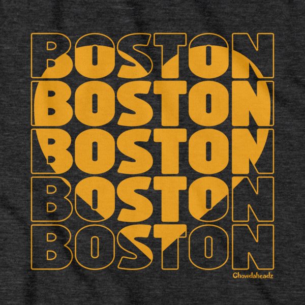 Black & Gold Stacked Boston Heart Hoodie on Sale