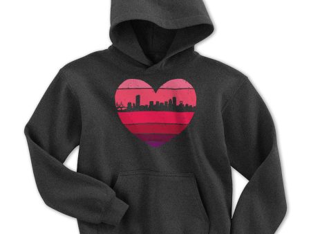 Boston Heart Retro Skyline Youth Hoodie on Sale