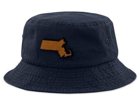 Massachusetts State Wood Grain Patch Bucket Hat Discount