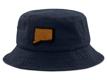 Connecticut State Wood Grain Patch Bucket Hat Discount