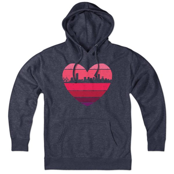 Boston Heart Retro Skyline Hoodie Discount