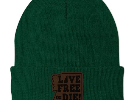 Live Free or Die Leather Patch Cuff Knit Online Hot Sale