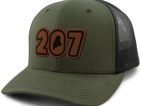 207 Maine Leather Patch Classic Snapback Trucker For Cheap