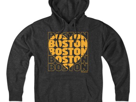 Black & Gold Stacked Boston Heart Hoodie on Sale