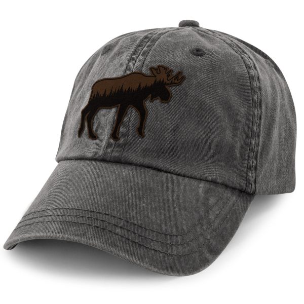 Moose Tree Skyline Leather Patch Washed Dad Hat For Discount