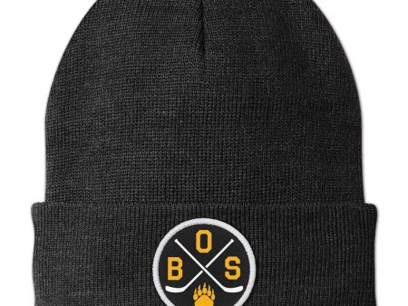 BOS Hockey Emblem Patch Cuff Knit Hot on Sale