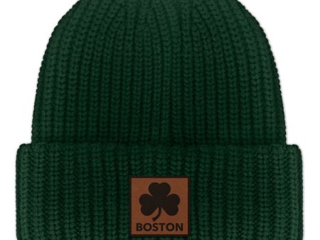 Boston Shamrock Leather Patch Chunky Knit For Cheap