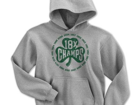 18x Boston Basketball Champions Shamrock Youth Hoodie Hot on Sale