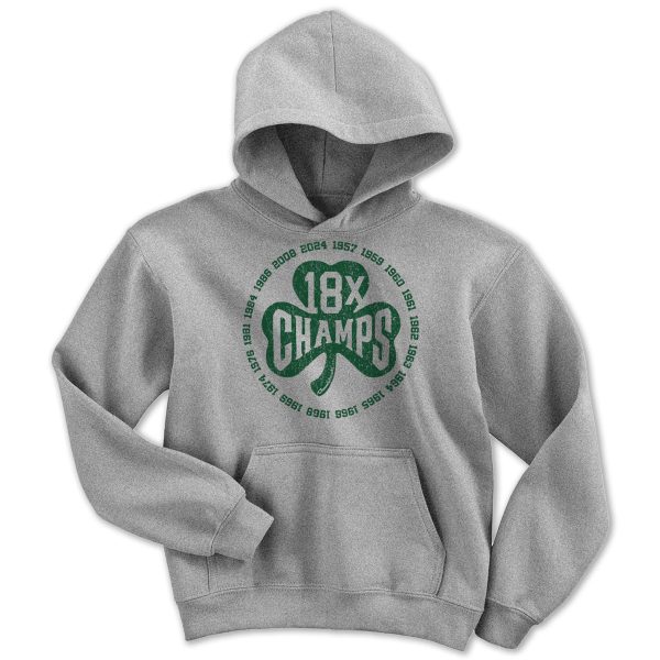 18x Boston Basketball Champions Shamrock Youth Hoodie Hot on Sale