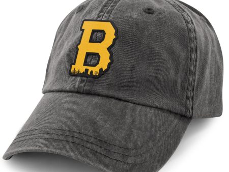 Boston B Skyline Black & Gold Washed Dad Hat Online now