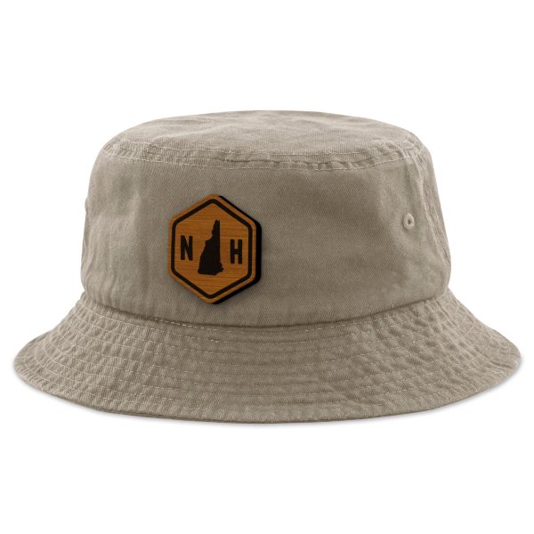 New Hampshire State Sign Wood Grain Patch Bucket Hat Online Hot Sale