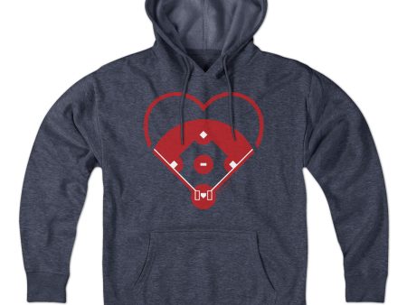 Baseball Diamond Heart Hoodie For Cheap