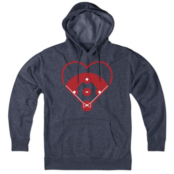 Baseball Diamond Heart Hoodie For Cheap