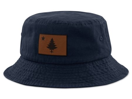 Vintage Maine Flag Leather Patch Bucket Hat Discount