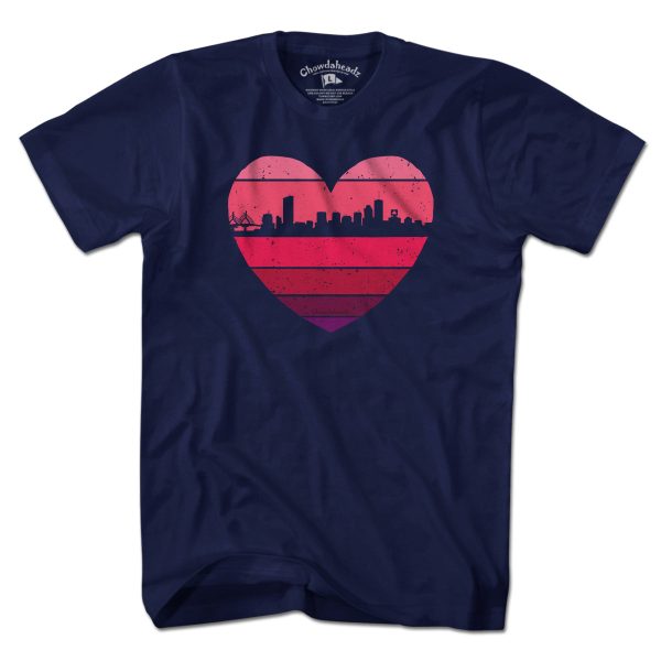 Boston Heart Retro Skyline T-Shirt Online