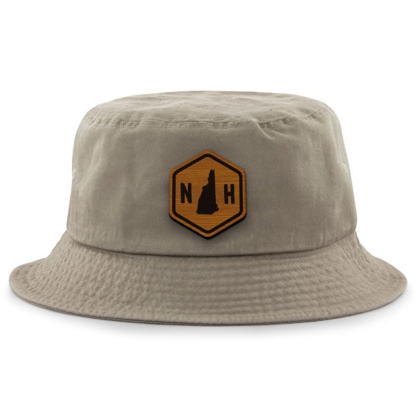 New Hampshire State Sign Wood Grain Patch Bucket Hat Online Hot Sale