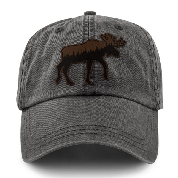 Moose Tree Skyline Leather Patch Washed Dad Hat For Discount