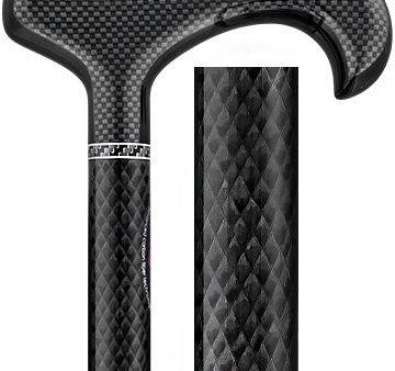 Scratch and Dent Extra Tall Black Triple Wound Carbon Fiber Derby Walking Cane  V1873 Supply