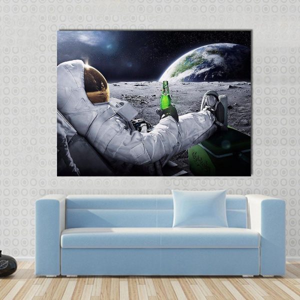 Astronaut Sitting On The Moon Canvas Wall Art Online Hot Sale