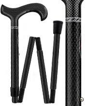 Scratch & Dent Extra Tall Black Folding Carbon Fiber Derby Walking Cane With Adjustable Folding Carbon Fiber Shaft V1809 For Discount