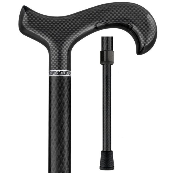 Scratch & Dent Black Triple Wound Carbon Derby Adjustable Walking Cane V1980 Online Sale