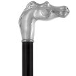 Scratch & Dent Silver 925r Horse Walking Cane with Black Beechwood Shaft and Collar V1837 Online Sale