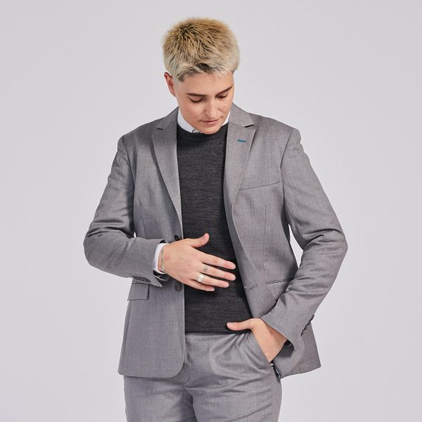 The Georgie Light Gray Suit Blazer Online now