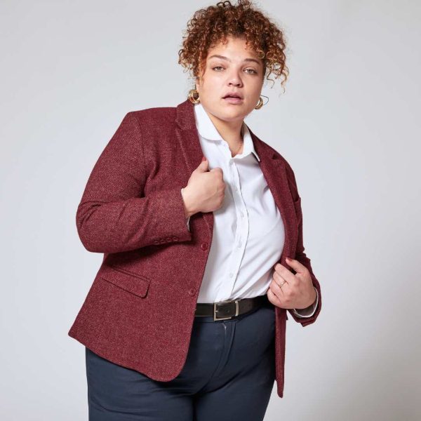 Burgundy Tweed Blazer For Cheap