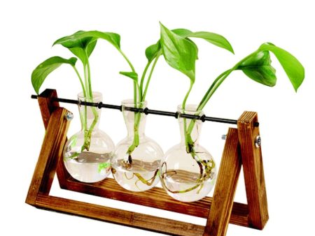 Terrarium Creative Hydroponic Plant Transparent Vase Wooden Frame vase decoratio Glass Tabletop Plant Bonsai Decor flower vase For Cheap