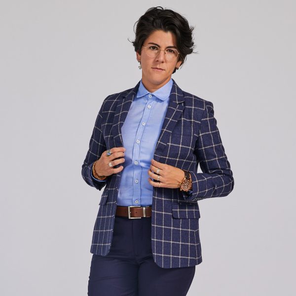 Brushed Indigo Windowpane Blazer Online Sale