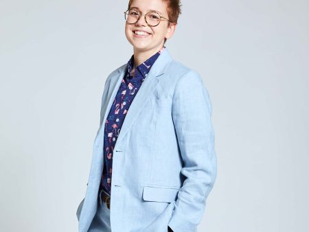 Sky Blue Linen Blazer For Cheap