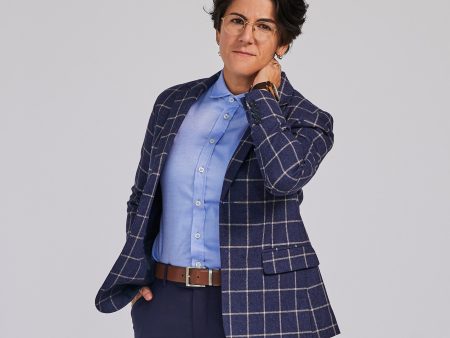 Brushed Indigo Windowpane Blazer Online Sale