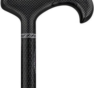 Scratch & Dent Triple Wound Carbon Fiber Black Derby Walking Cane w Collar V1978 For Sale