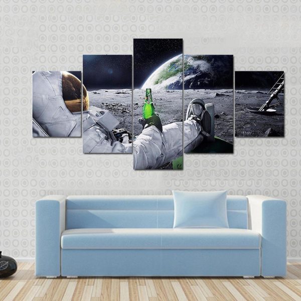 Astronaut Sitting On The Moon Canvas Wall Art Online Hot Sale