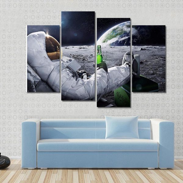 Astronaut Sitting On The Moon Canvas Wall Art Online Hot Sale