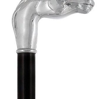 Scratch & Dent Silver 925r Horse Walking Cane with Black Beechwood Shaft and Collar V1837 Online Sale