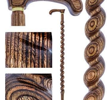 Scratch and Dent  Brown Colortone Classic Rope Twist Derby Handle Walking Cane With laminate Birchwood Shaft  V1594 Cheap