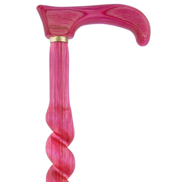 Scratch and Dent Pink Colortone Classic Rope Twist Derby Handle Walking Cane With laminate Birchwood Shaft v1599 Fashion