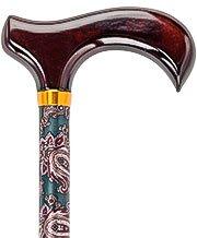 Scratch & Dent Green Paisley Standard Adjustable Derby Walking Cane with Brass Collar V1684 Cheap