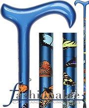 Scratch & Dent Carbon Fiber Blue Butterfly Derby Walking Cane With Carbon Fiber Shaft V1848 Online now