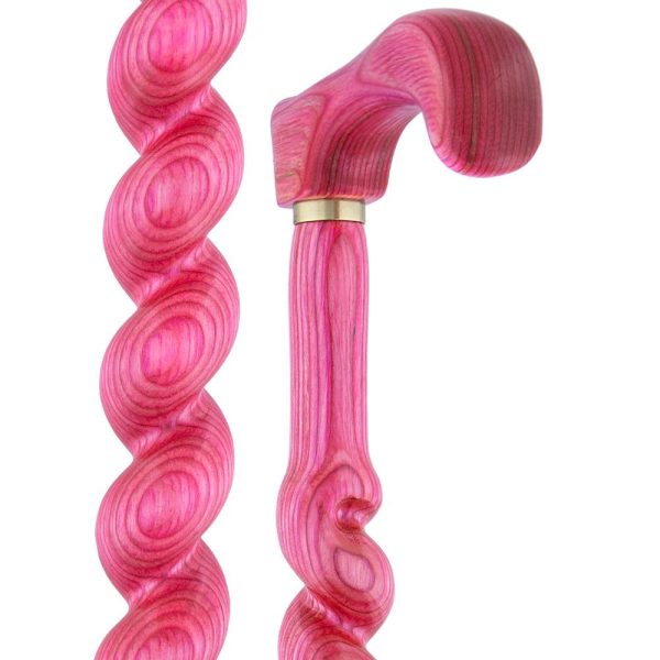 Scratch and Dent Pink Colortone Classic Rope Twist Derby Handle Walking Cane With laminate Birchwood Shaft v1599 Fashion