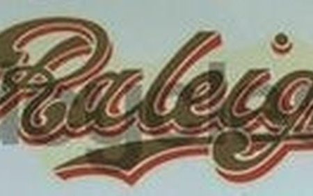 RALEIGH gold script with red shading Online