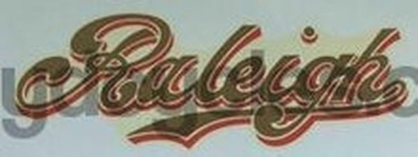 RALEIGH gold script with red shading Online