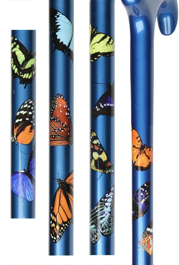 Scratch & Dent Carbon Fiber Blue Butterfly Derby Walking Cane With Carbon Fiber Shaft V1848 Online now