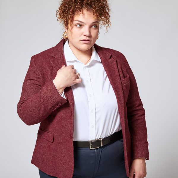 Burgundy Tweed Blazer For Cheap